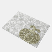Gentle Harvest Pumpkin- White Door Mat ドアマット (アングル)