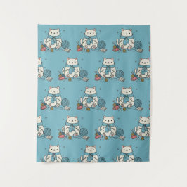 Gentle Hobby Supplies White Cat Crafter Design タペストリー