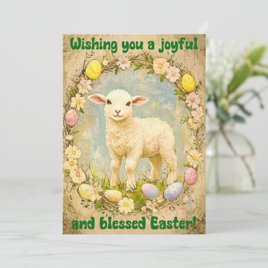 Gentle Joy – Easter Lamb Wishes カード (スタンド正面)