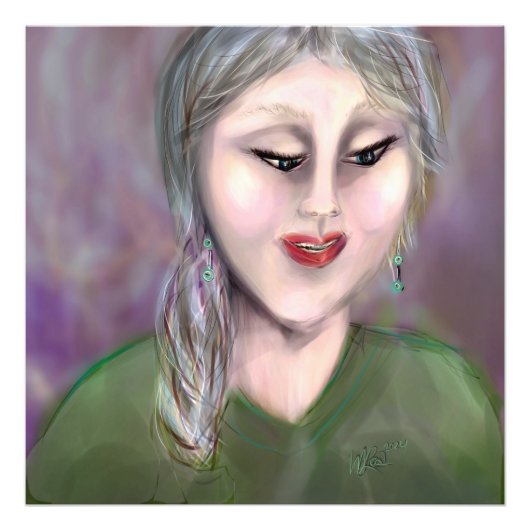 Gentle Knowing Modern Feminine Portrait Wall Art フォトプリント (正面)