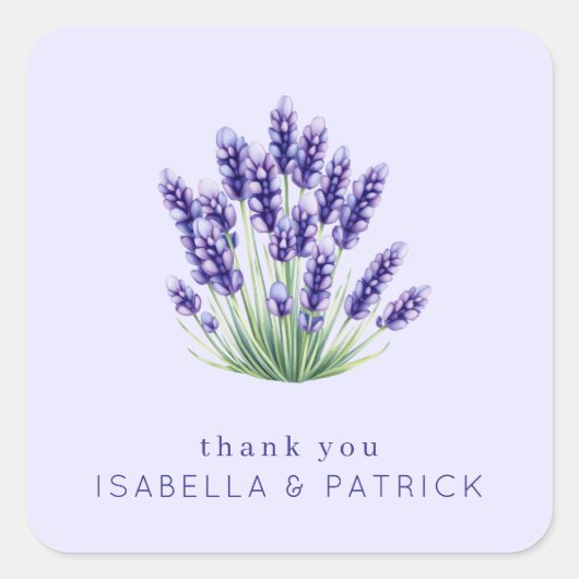 Gentle Lavender Watercolor Bouquet スクエアシール (正面)