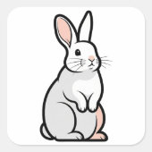 Gentle Minimal Rabbit Illustration スクエアシール (正面)