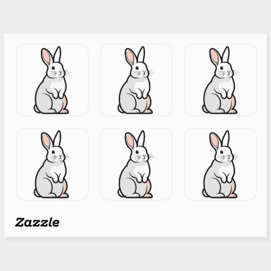 Gentle Minimal Rabbit Illustration スクエアシール (シート)