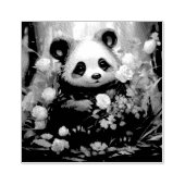 Gentle Panda Bear Among Jungle Roses ラバースタンプ (インプリント)