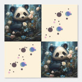 Gentle Panda Bear Among Jungle Roses 壁紙 (正面)