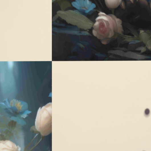 Gentle Panda Bear Among Jungle Roses 壁紙 (縫い目)