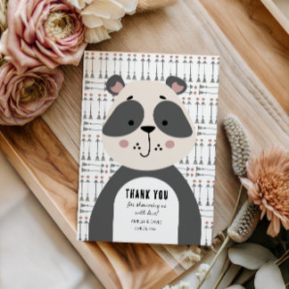 Gentle Panda Woodland Thank You Baby Shower サンキューカード