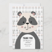 Gentle Panda Woodland Thank You Baby Shower サンキューカード (正面)