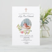 Gentle Pink Floral Baptism Invitation 招待状 (スタンド正面)