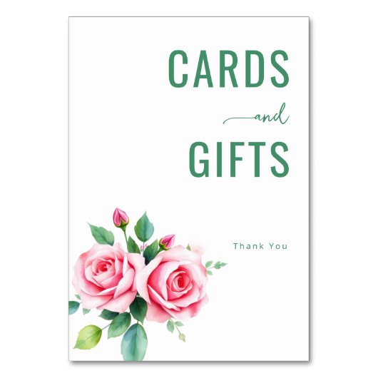 Gentle Pink Watercolor Roses テーブルナンバー (正面)