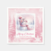 Gentle Pinkmas Christmas Scene Napkins Kids Winter スタンダードカクテルナプキン (正面)