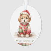 Gentle Puppy in Holiday Knit オーナメント (正面)