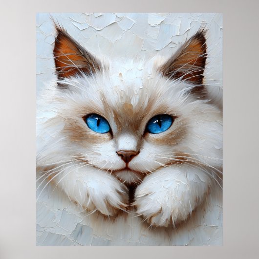 Gentle Ragdoll Cat – Painterly Pastel Composition ポスター (正面)