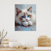 Gentle Ragdoll Cat – Soft Pastel Art Print ポスター (キッチン)
