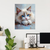 Gentle Ragdoll Cat – Soft Pastel Art Print ポスター (ホームオフィス)