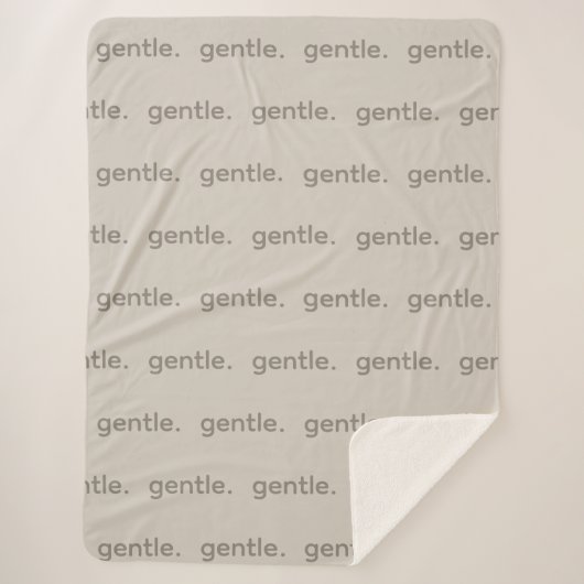 Gentle Repeated Word Pattern Cozy, Calm & Soft  シェルパブランケット (正面)