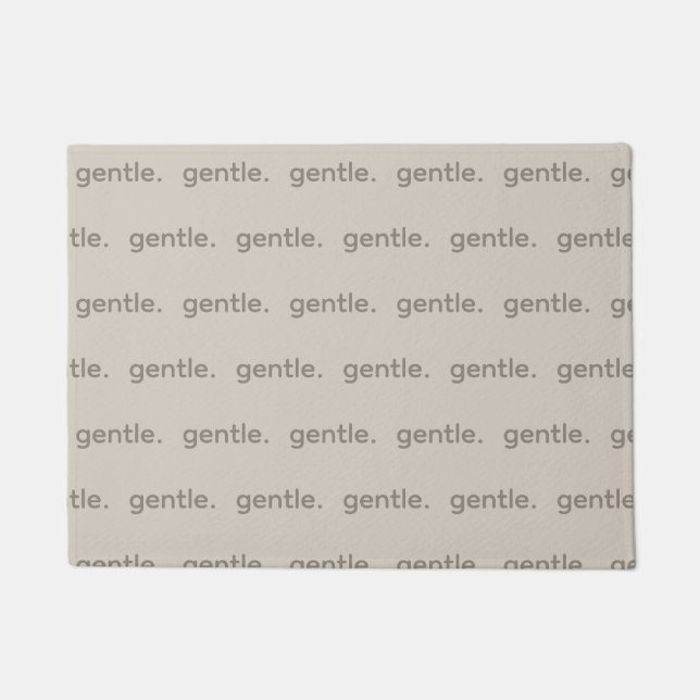 Gentle Repeated Word Pattern Cozy, Calm & Soft  ドアマット (正面)