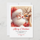 Gentle Santa And Rudolph Classic Christmas Greetin シーズンカード (正面)