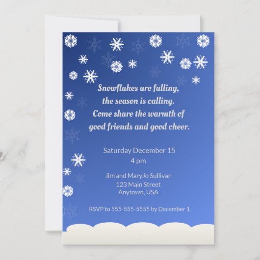 Gentle Snowflake Holiday Party 招待状 (正面)