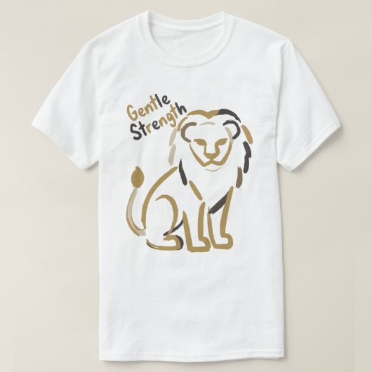 Gentle Strength Lion Minimalist Motivation Tシャツ (デザイン正面)