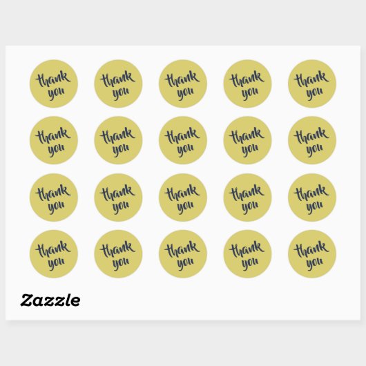Gentle Warm Yellow Thank You Classic Round Sticker ラウンドシール (シート)