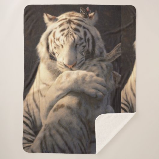 Gentle White Tiger Sherpa Blanket – Comfort & Calm シェルパブランケット (正面)