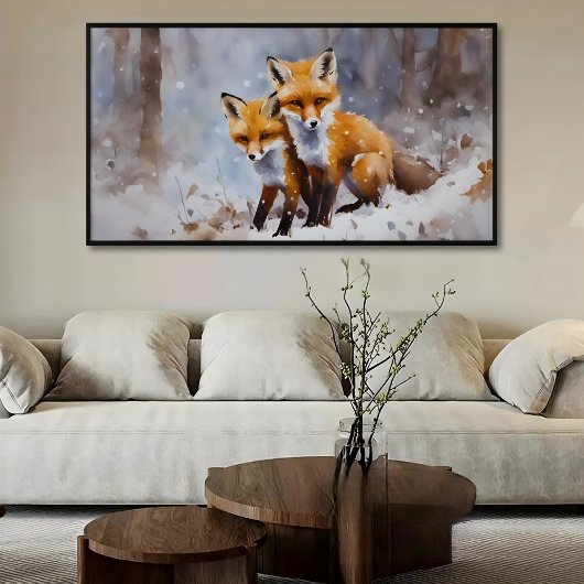 Gentle Winter Foxes Print | Samsung Frame TV Art ポスター