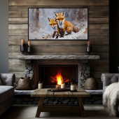 Gentle Winter Foxes Print | Samsung Frame TV Art ポスター