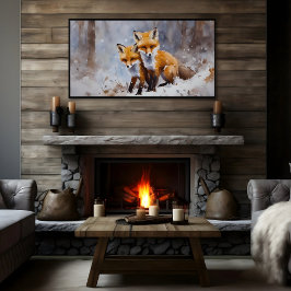 Gentle Winter Foxes Print | Samsung Frame TV Art ポスター