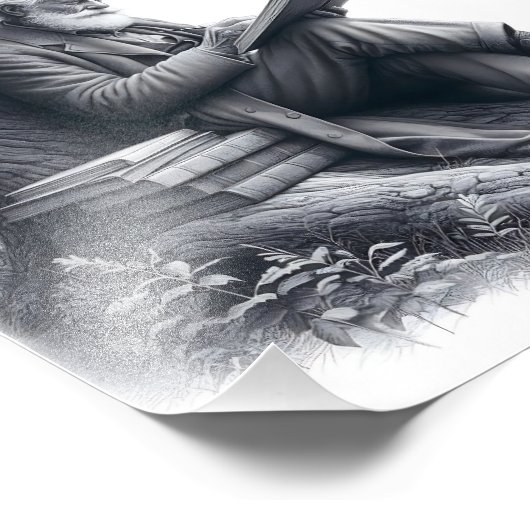 Gentle Wisdom: Elderly Man Reading Under a Tree フォトプリント (角)