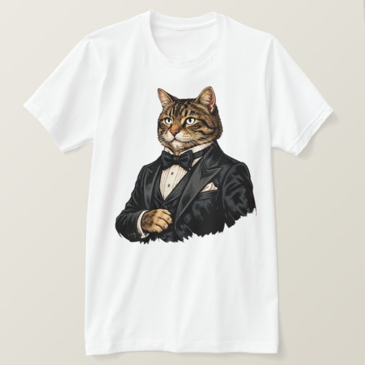 Gentleman Cat Tuxedo T-Shirt Tシャツ (デザイン正面)