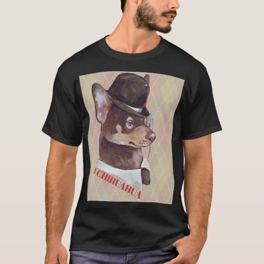 Gentleman Chihuahua Dog Tシャツ (正面)