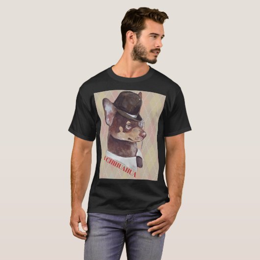 Gentleman Chihuahua Dog Tシャツ (正面フル)