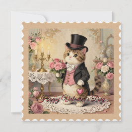 Gentleman Hat Cat – Vintage Valentine’s Day Card シーズンカード
