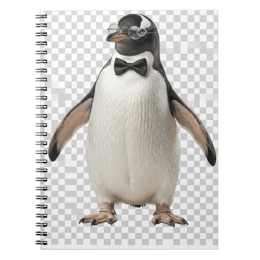 Gentleman Penguin in Bow Tie and Glasses ノートブック (正面)