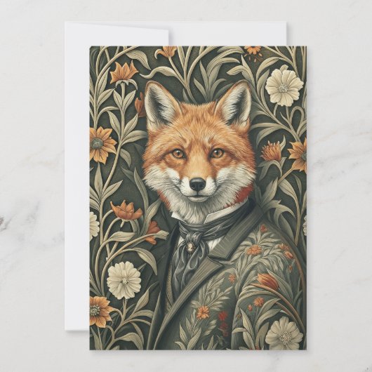 Gentleman Red Fox in Victorian Evening Attire サンキューカード (正面)