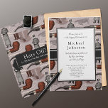 Gentleman Retirement Party or Birthday Vintage 招待状<br><div class="desc">Elegant retirement party for an old fashioned gentleman.  Pattern features a man in a top hat and old smoking pipes.</div>
