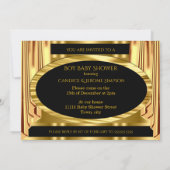 Gentleman Tophat Baby Shower Black Gold Drapes  招待状 (裏面)