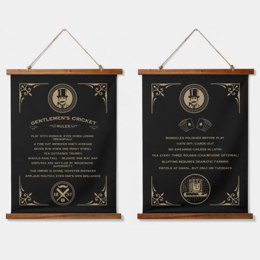 Gentlemans Victorian Cricket Rules Art 吊り下げ型タペストリー (ダブル)