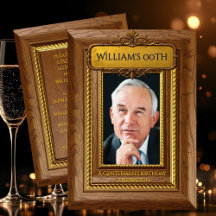 Gentlemen Elegant Rustic Gold Wood Photo Birthday