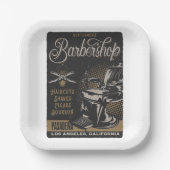 Gentlemen’s Barbershop Retro Haircuts Shaves ペーパープレート (正面)