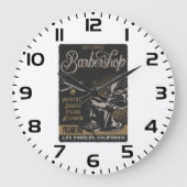 Gentlemen’s Barbershop Retro Haircuts Shaves ラージ壁時計 (正面)