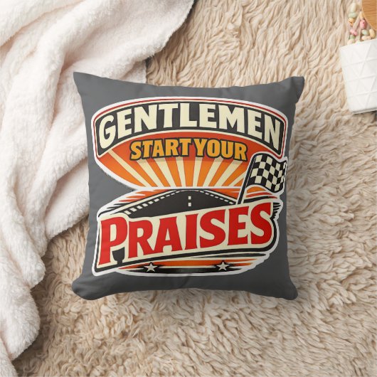 Gentlemen Start Your Praises – Christian Retro クッション (ブランケット)