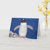 GentooのペンギンのPygoscelisのパプアの)港 カード (黄色い花)