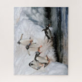 Gentoo Penguins Jumping into Water in Antarctica ジグソーパズル (縦)