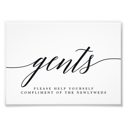 Gentsの結婚バスルームのサインあなたのサイズを選択 フォトプリント (正面)