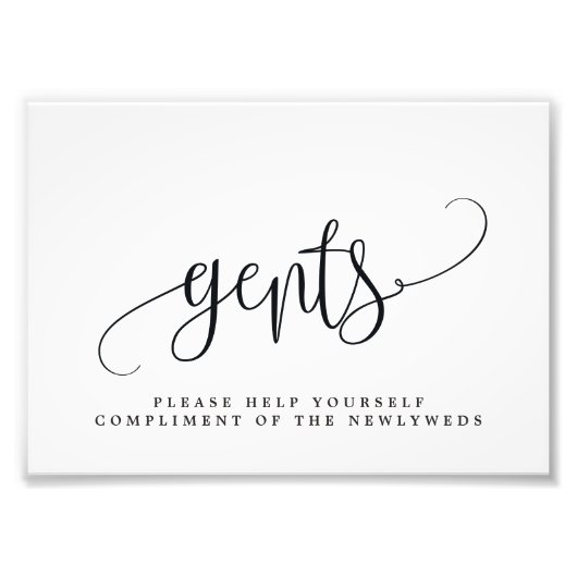 Gentsの結婚バスルームのサインあなたのサイズを選択 フォトプリント (正面)