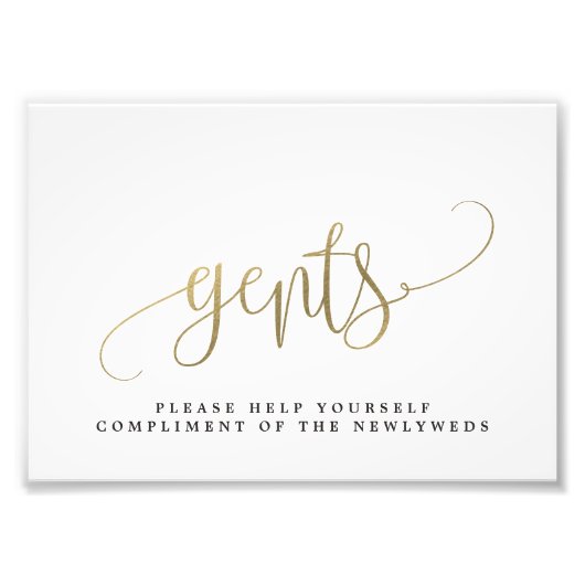 Gentsの結婚バスルームのサインあなたのサイズを選択 フォトプリント (正面)