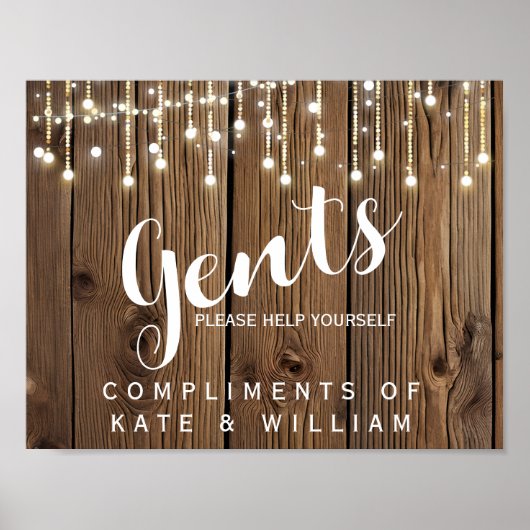 Gentsトイレの看板 – トイレタリー素朴なライト ポスター (正面)