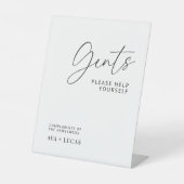 Gentsバスルームのバスケットミニマリスト結婚式レセプション 台座サイン (正面)